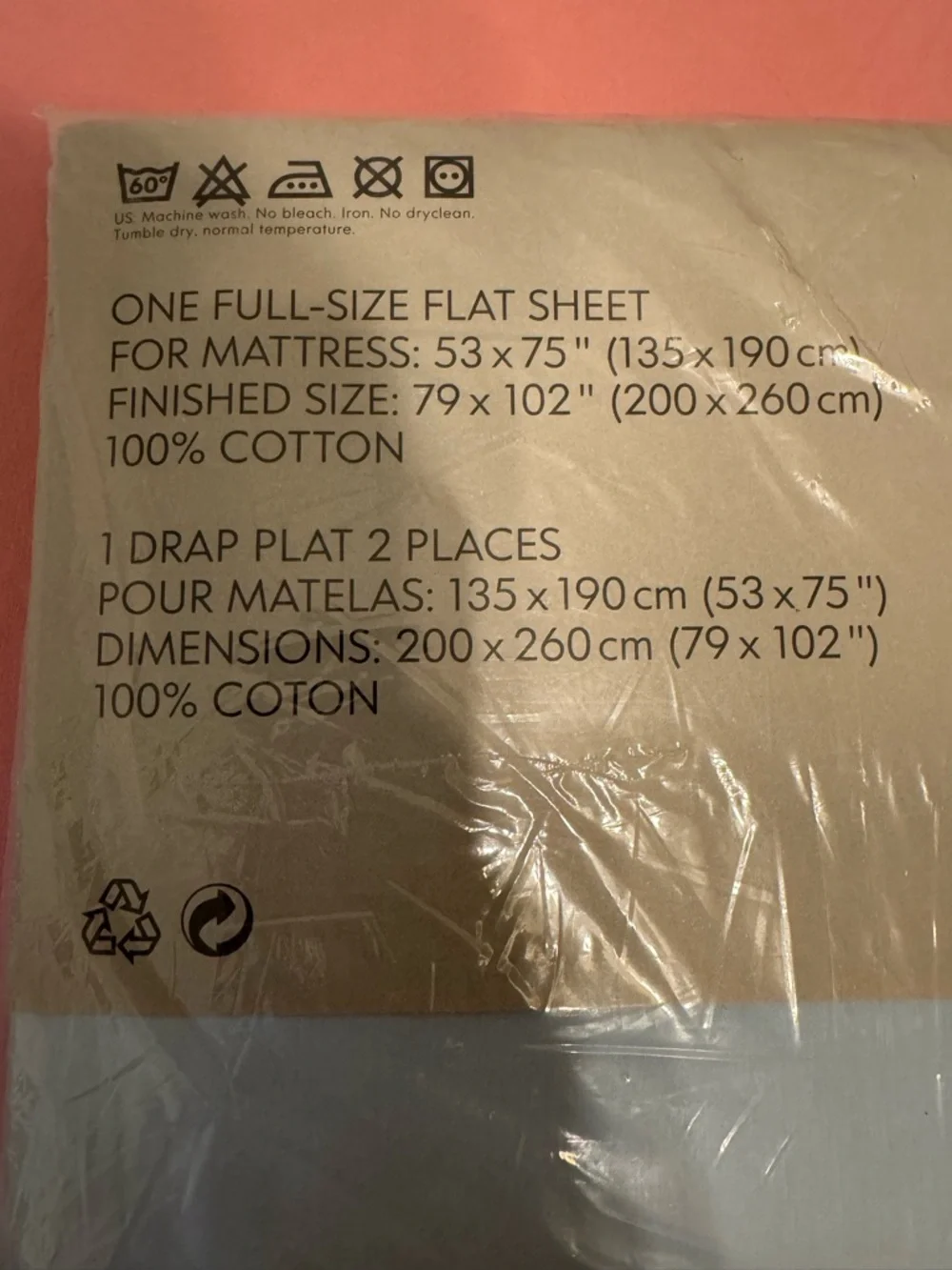 4 x 36$ PROMOTION Light Blue Flat Sheet, 100% Cotton